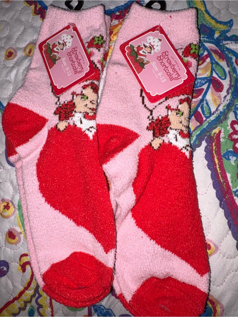 Strawberry Shortcake Pink & Red Kids Crew Socks